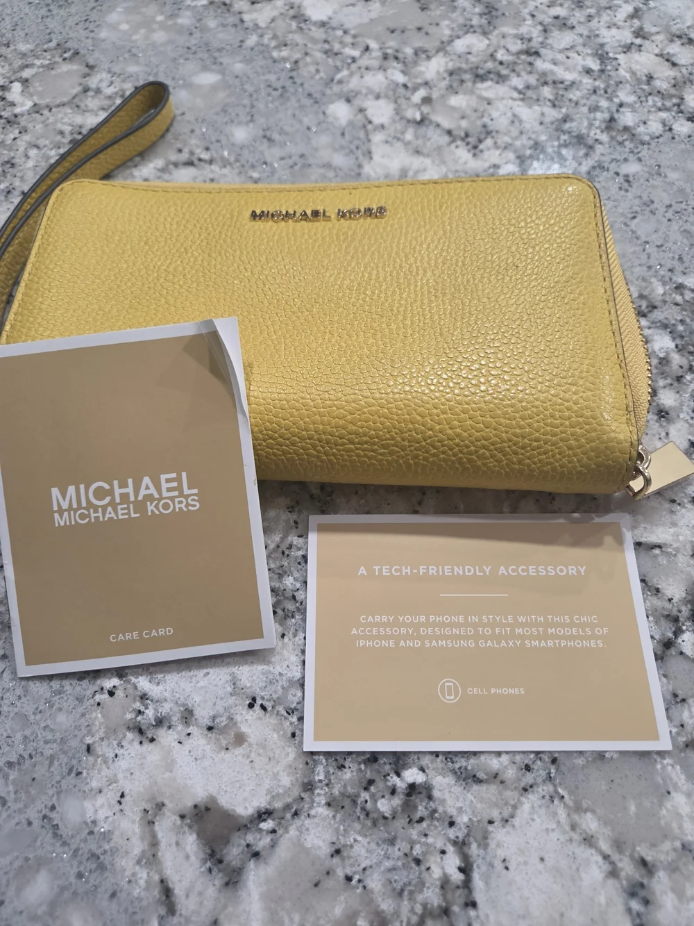 Michael Kors Yellow Leather Wristlet Wallet
